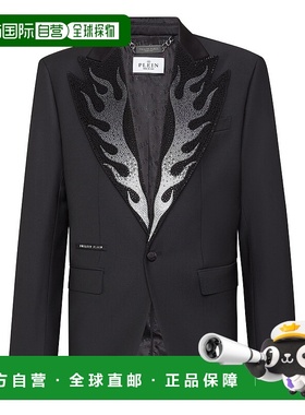 自营 philipp plein羊毛西装外套 Lord fit Flame - 黑色 美国奥