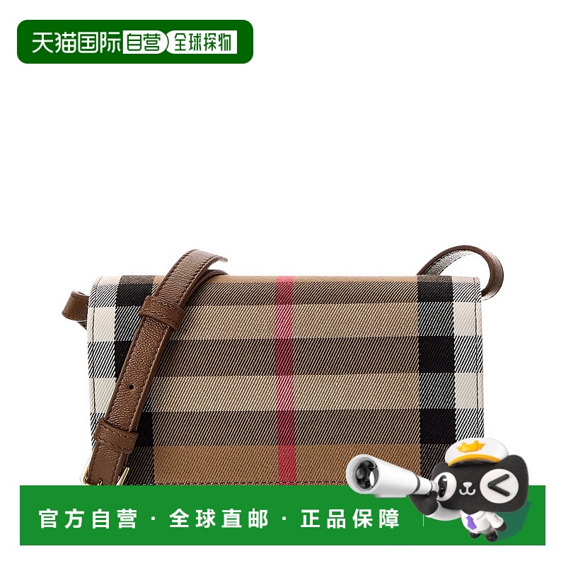 自营Burberry Check Canvas & Leather Shoulder Bag - brown 美