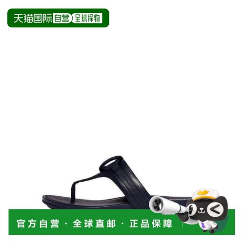 自营FitFlop Gracie FS9-399女式丁字裤凉鞋海军蓝橡胶圆形皮革鞋
