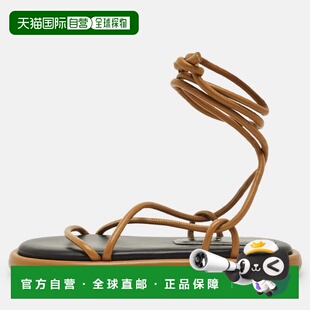 自营Proenza Schouler Brown Leather Pipe Flat Sandals - brown