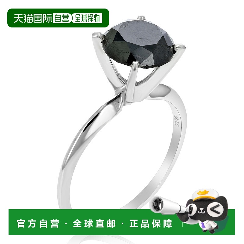 自营 vir jewels 2 cttw 黑色钻石单石订婚戒指 .925 纯银配铑 -