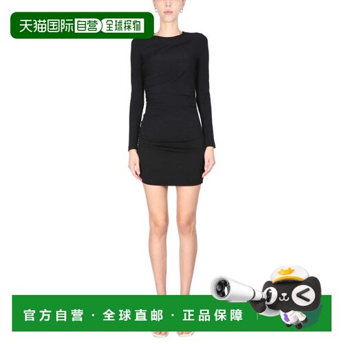 自营dsquared2Mini Dress With Drape Detail - black 美国奥莱直