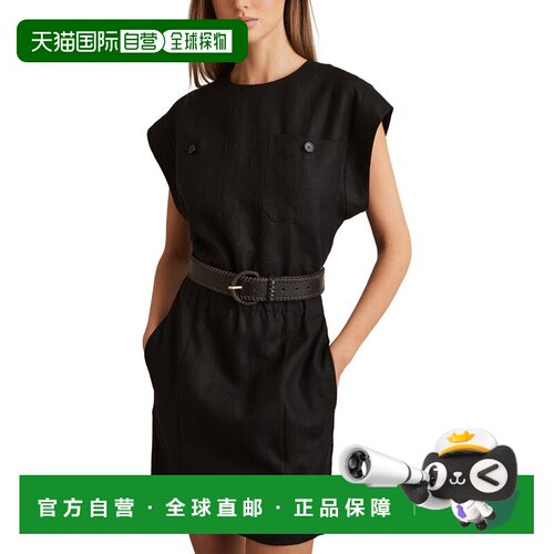 自营Reiss Karly短袖亚麻连衣裙-黑色 美国奥莱直发