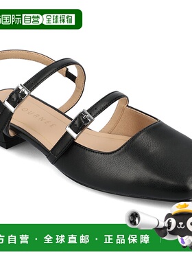 自营 journee collectionJournee女式Gretchenn宽幅平底鞋-黑色pu