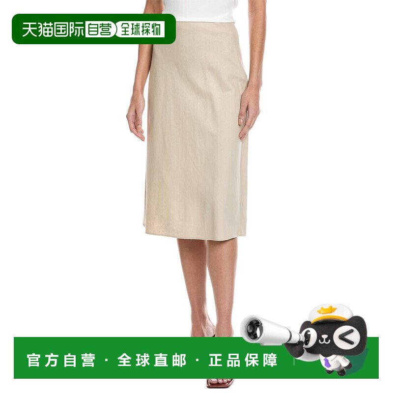 自营Vince Easy亚麻混纺滑裙-灰色 美国奥莱直发