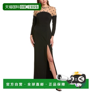 Marchesa 黑色 Notte 长裙 美国奥莱直发连衣裙 Crepe 自营