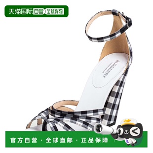 自营Burberry Black/white Checkered Fabric Hove Heel Ankle St
