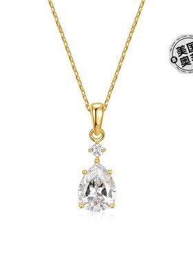 自营 genevive14k 镀金钻石立方氧化锆雨滴梨形 2 石吊坠项链 -