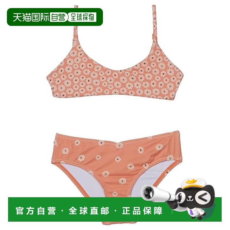 自营Billabong比基尼上衣女孩8桃花印花弹力两件式泳衣ERK446（粉