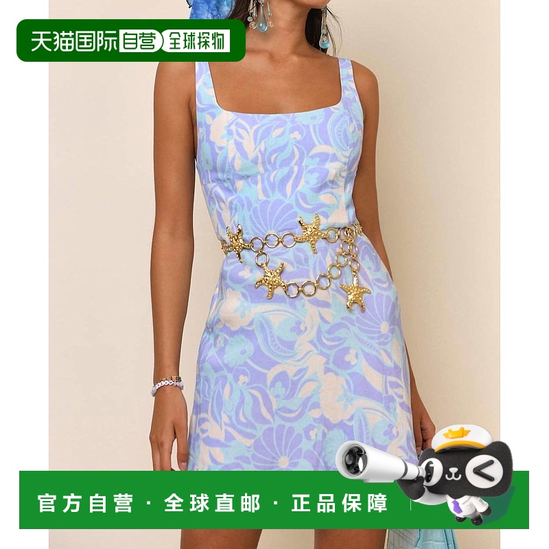 自营 rixo紫丁香抽象贝壳罗南连衣裙 美国奥莱直发亚麻裙子包臀裙
