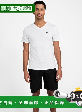 自营 guessEco Stephano Cooling V 领 T 恤 - 纯白色 美国奥莱直