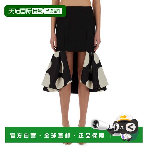 自营nina ricciMidi Skirt With High Waist - black 美国奥莱直