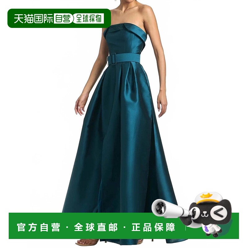自营sachin & babiCeri Strapless Ball Gown In Deep Teal - dee