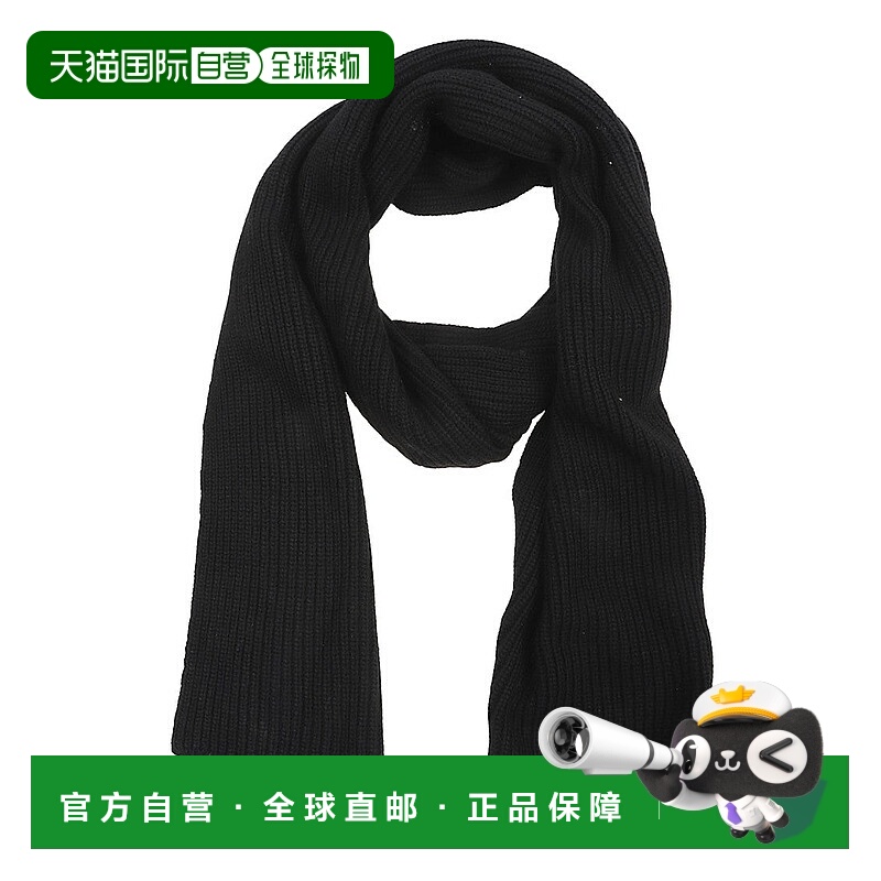 自营pinkoRibbed Knit Scarf With Design - black 美国奥莱直发