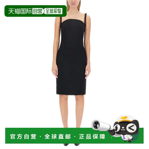 自营versaceRolled Midi Dress - black 美国奥莱直发连衣裙