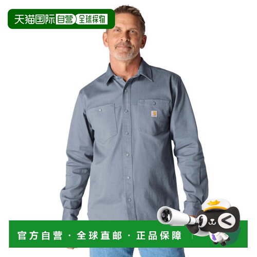 自营Carhartt Montana Rugged Flex衬衫男士褪色海军灯芯绒纽扣JA