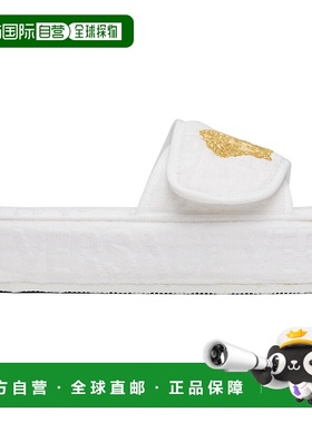 1h可退 香港直邮潮奢 versace 范思哲 女士 白色 Allover 拖鞋 ZS