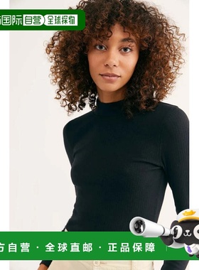 自营Women's Free People Rickie T-Shirt Black Stretch Long Sl
