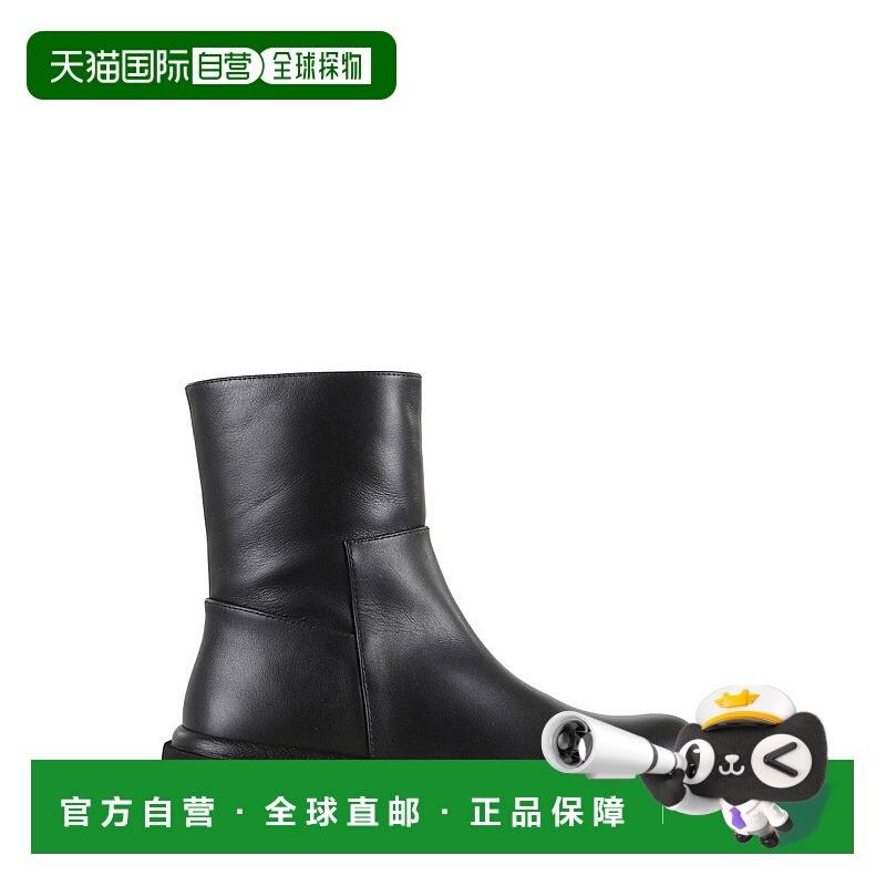 自营paloma barceloCarla Black Leather Ankle Boots 美国奥莱直