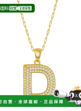 自营 simona纯银 Micro Pave CZ \'J\' 块首字母带回形针链 - 镀