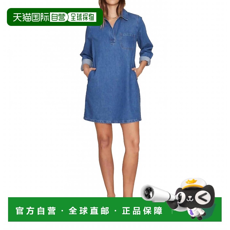 自营 xirena中蓝色Max迷你衬衫连衣裙-中蓝色 美国奥莱直发