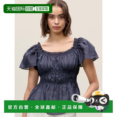 自营rebecca taylorAnya Ramie Top - navy 美国奥莱直发上衣