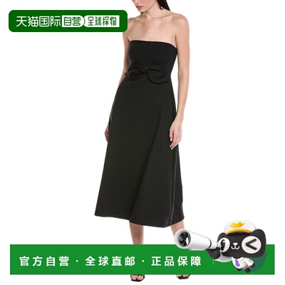 自营susana monaco Strapless Bow Midi Dress - black 美国奥莱
