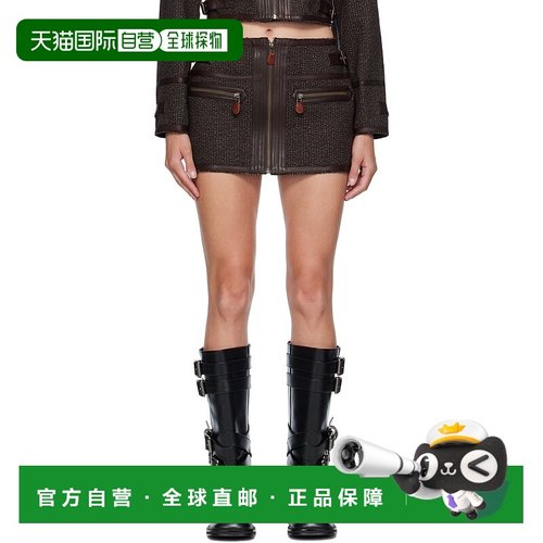 1h可退 香港直邮潮奢 R13 女士 棕色 Stitched Details 短裙 R13W