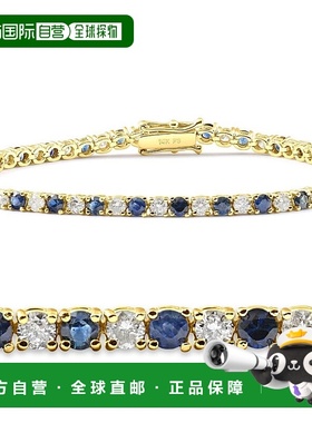自营 pompeii35 克拉蓝宝石和钻石真正网球手链 14K 黄金 - 14k