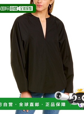 自营 Vince Shaped V-Neck Popover Top Black 上衣美国直发奥莱