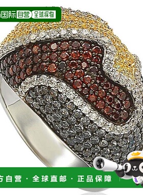 自营 Suzy Levian 纯银立方氧化锆多色波浪形戒指 - 多色 美国奥