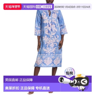 自营Johnny Was Kimono Sleeve Midi Dress - blue 美国奥莱直发