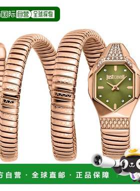 自营JUST CAVALLI Womens's Snake Watch, Rose Gold Color Case,