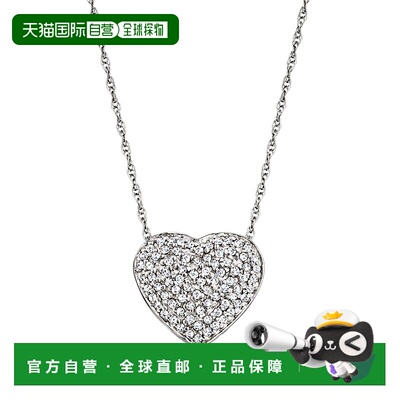 自营Ross-Simons Diamond Heart Pendant Necklace in 14kt White