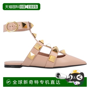 美国奥 自营 valentino尖头芭蕾舞女 带罗马钉铆钉和脚踝带 中性