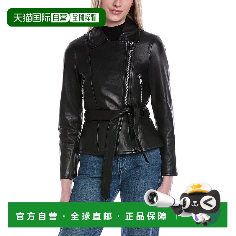 自营Reiss Febe Leather Jacket - black 美国奥莱直发