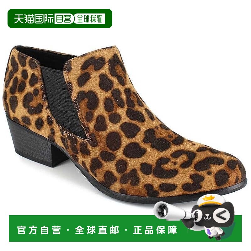 自营Esprit Taya Boots女式棕色豹纹块跟踝靴JOBB739-棕色 美国奥