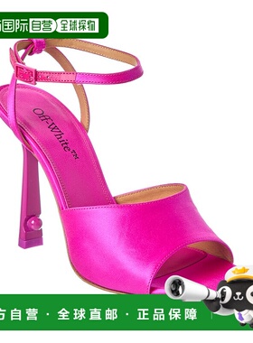 自营 off-white米白色流行珍珠缎凉鞋-粉红色 美国奥莱直发高跟