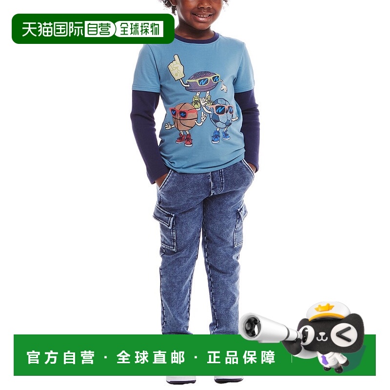 自营Andy & Evan Jersey Twofer T 恤和毛圈裤套装 - 蓝色 美国奥