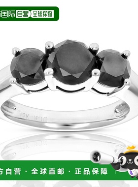 自营vir jewels3 cttw 3 石黑色钻石订婚戒指 10K 白金婚礼 - 白