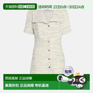 自营Sandro Cream/blue Tweed Mini Dress - cream 美国奥莱直发