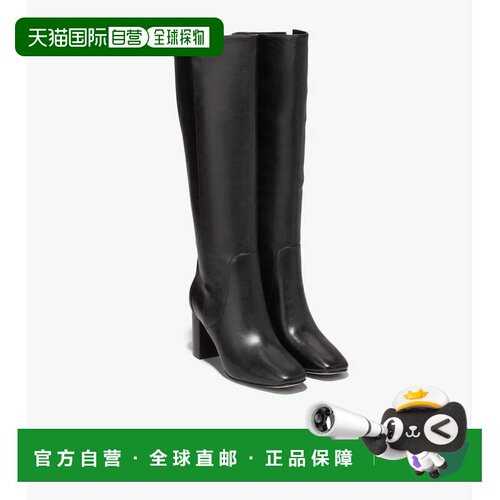 自营Cole Haan Chrystie M Black Leather Knee High Riding Boot
