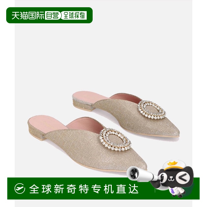 自营 pretty ballerinasStunning Mule Flats In Platino- plati