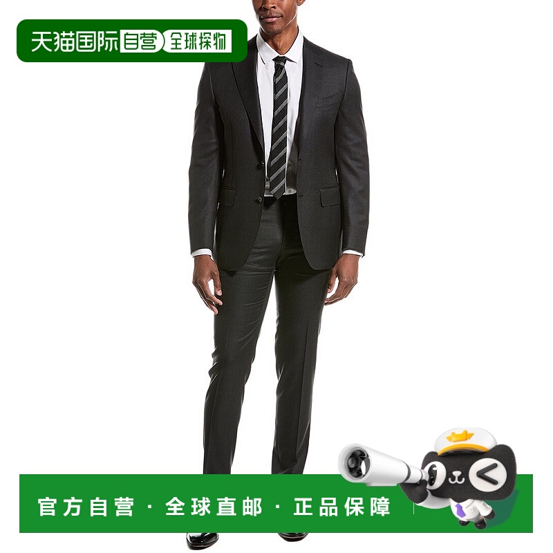 自营Canali 2pc Wool Suit - black 美国奥莱直发
