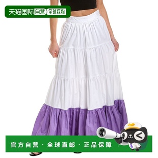 白色 自营 分层长裙 Koral 美国奥莱服饰半身裙直发A字裙 AMUR