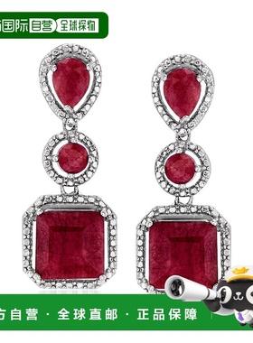 自营 925 纯银 Ross-Simons 红宝石吊式耳环 - 红色 美国奥莱直发
