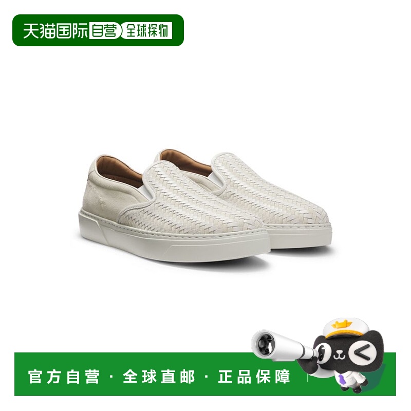 自营 bossGary白色梭织和普通翻毛皮便鞋 美国奥莱直发男鞋一脚蹬