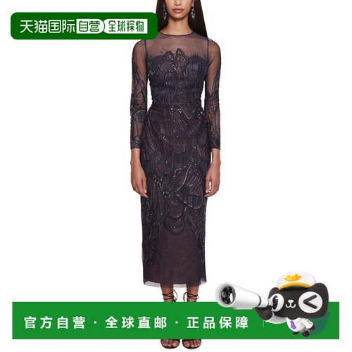 自营 Marchesa Notte 中长连衣裙 - 蓝色 美国奥莱直发新款裙子
