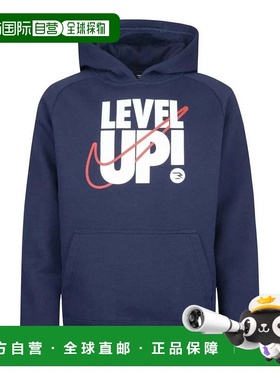 自营Boys Nike 3BRAND Level Up Hoodie Blue Fleece Lined Kanga