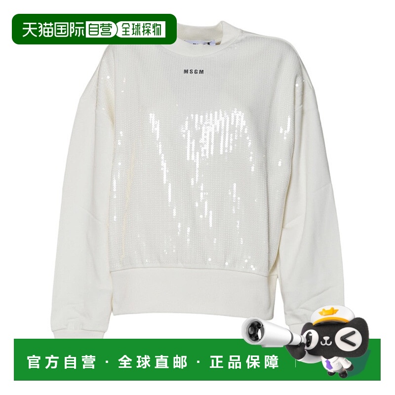 自营msgmRelaxed Fit Sequin-Overlay Sweater With Logo Detail
